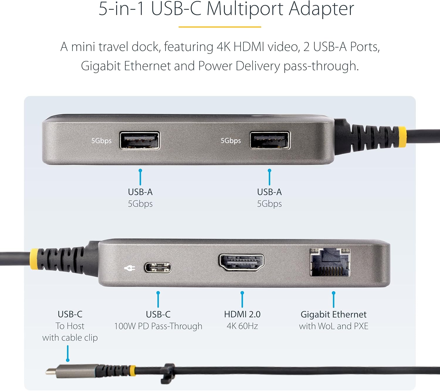 StarTech.com USB-C Docking Station for MacBook Pro M1 M2 M3 M4 and Windows, 4K 60Hz HDMI Video, HDR10 - Laptop Charging, GbE
