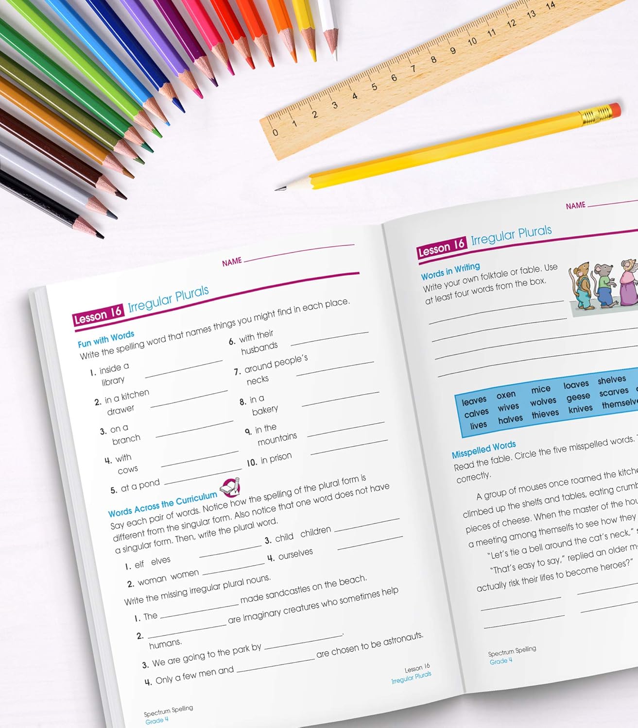 Spectrum Spelling Workbook Grade 4, Ages 9 to 10, 4th Grade Spelling Workbook, Handwriting Practice with Vowels, Diagraphs