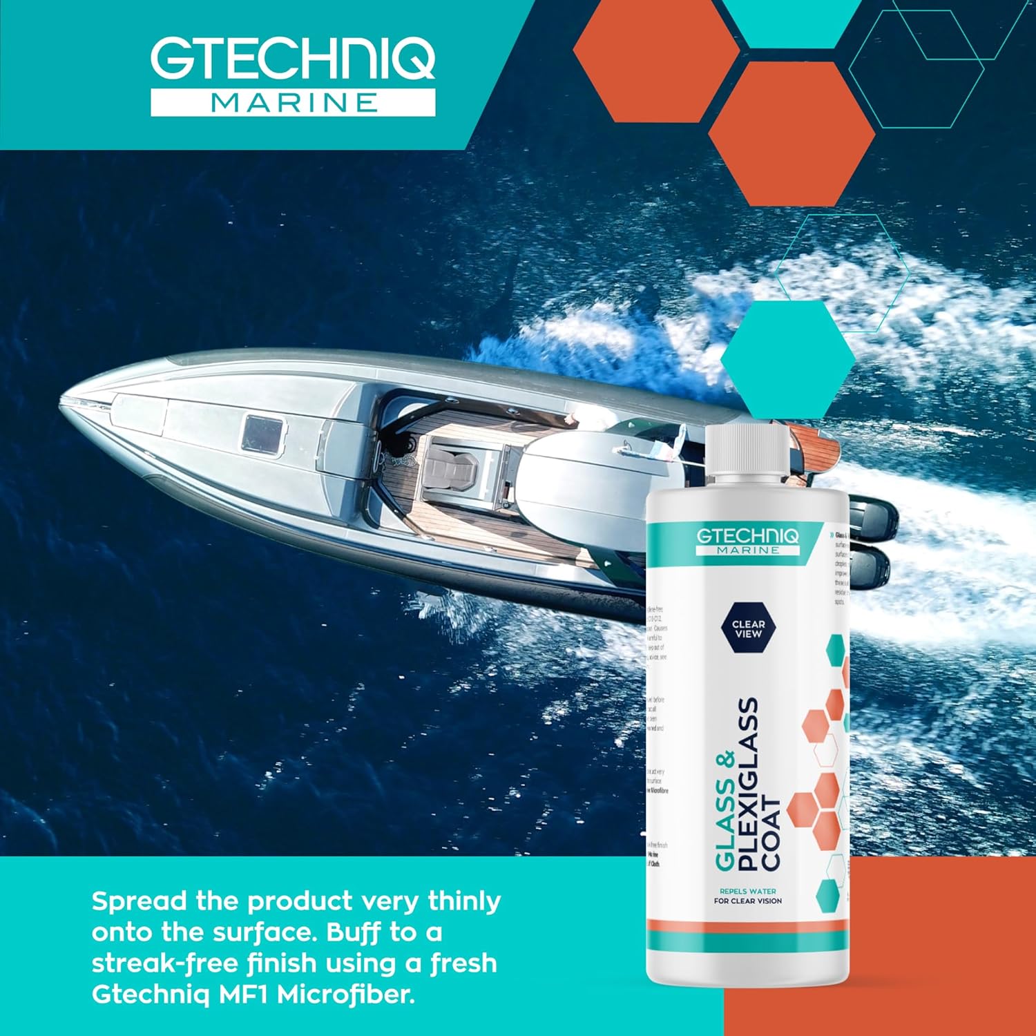 Gtechniq Marine Glass & Plexiglass Coat – Suitable for Glass, Plexiglass and Perspex - Repels Water for Clear Vision – 250ml