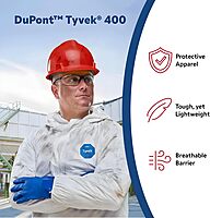 DuPont FC450SGY0002 Safespec 2.0 5.4 mil Tyvek FC Disposable Shoe Cover with Elastic Closure, 17-1/2'' One Size Fits All