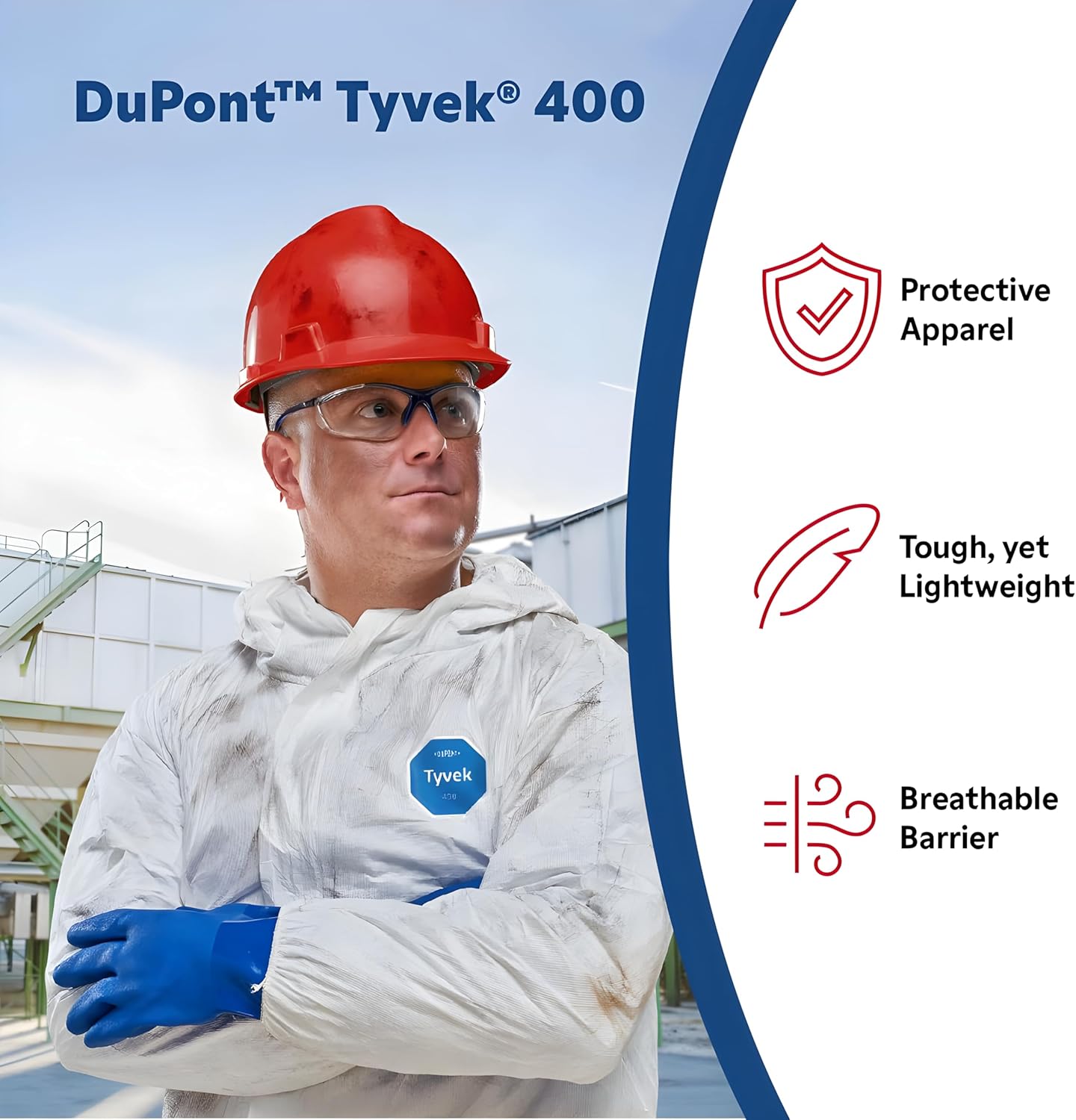 DuPont Tyvek 400 Disposable Protective Coverall With Open Wrists And Ankle White