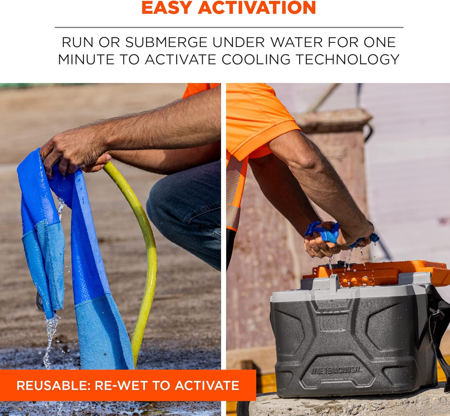 Ergodyne Chill Its 6604 Cooling Towel, Long Lasting Cooling Relief, Microfiber Cleaning Cloth Ends 35.00" x 8.00"