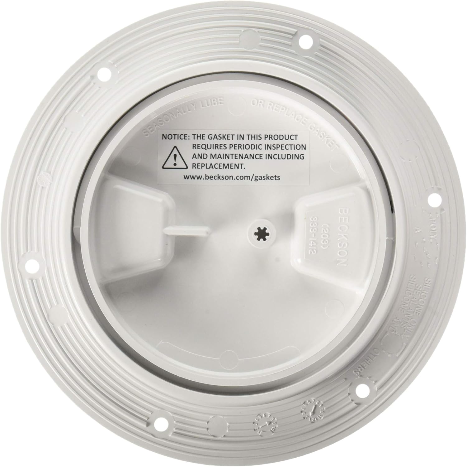 Beckson 4" Smooth Center Screw-Out Deck Plate - White