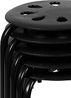 Flash Furniture Bailey Plastic Nesting Stack Stools, 17.5" Height, Black (5 Pack)