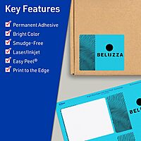 Avery Printable Rectangle Labels, Sure Feed Technology, 3" x 3.75", Bright Blue Labels, Print-to-The-Edge, Laser/Inkjet Printable, 60 Total, Great for Candles and Ingredients 60 labels