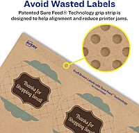 Avery Kraft Brown Round Scalloped Labels, Sure Feed Technology, 2.5" Diameter, 135 Kraft Brown Labels, Print-to-The-Edge, Laser/Inkjet Printable 135 Labels