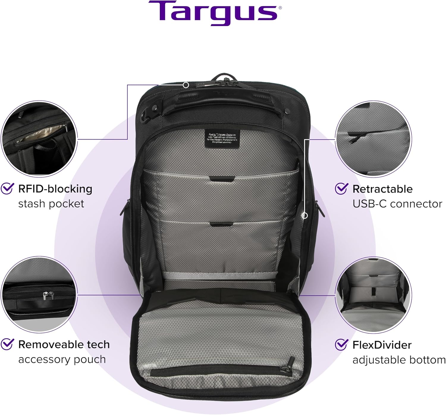 Targus 15-16 Inch Heritage Luxe Backpack, Professional Laptop Backpack with Padded Laptop Compartment