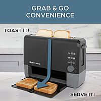 West Bend QuikServe Toaster, 2-Slice Wide-Slot Slide-Through Bread Toaster with Bagel and Gluten-Free Settings