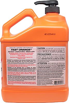 Fast Orange 25219 Pumice Lotion, Heavy Duty Hand Cleaner, Natural Citrus Scent, Waterless Cleaner For Mechanics, Strong Grease Fighter, 1 Gallon 128 Ounce (Pack of 1) Pumice