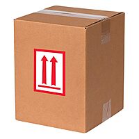 Aviditi Tape Logic 3" x 5", Two Red Arrows Over Red Bar, Red/White Warning Sticker, for Shipping, Handling, Packing