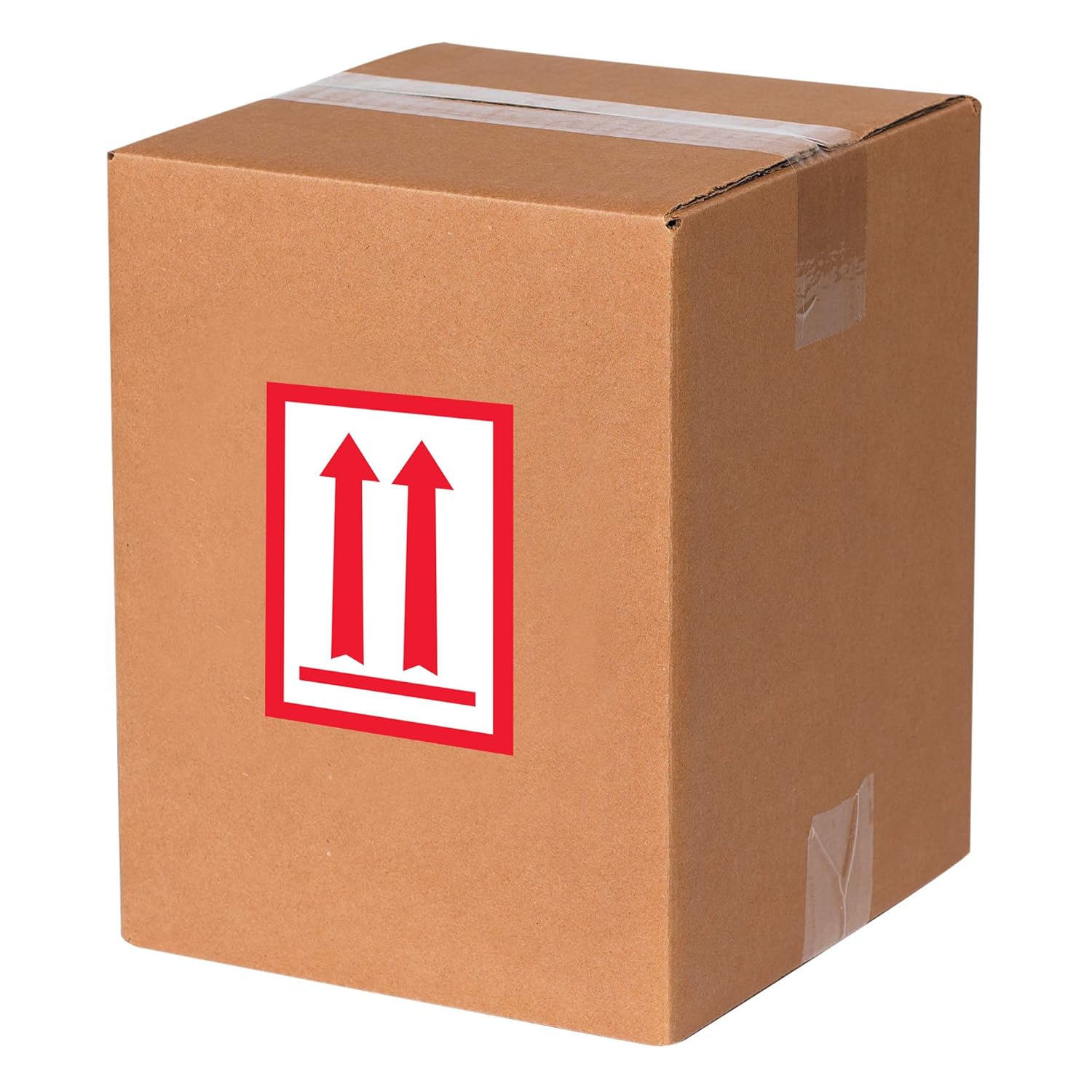 Aviditi Tape Logic 3" x 5", Two Red Arrows Over Red Bar, Red/White Warning Sticker, for Shipping, Handling, Packing
