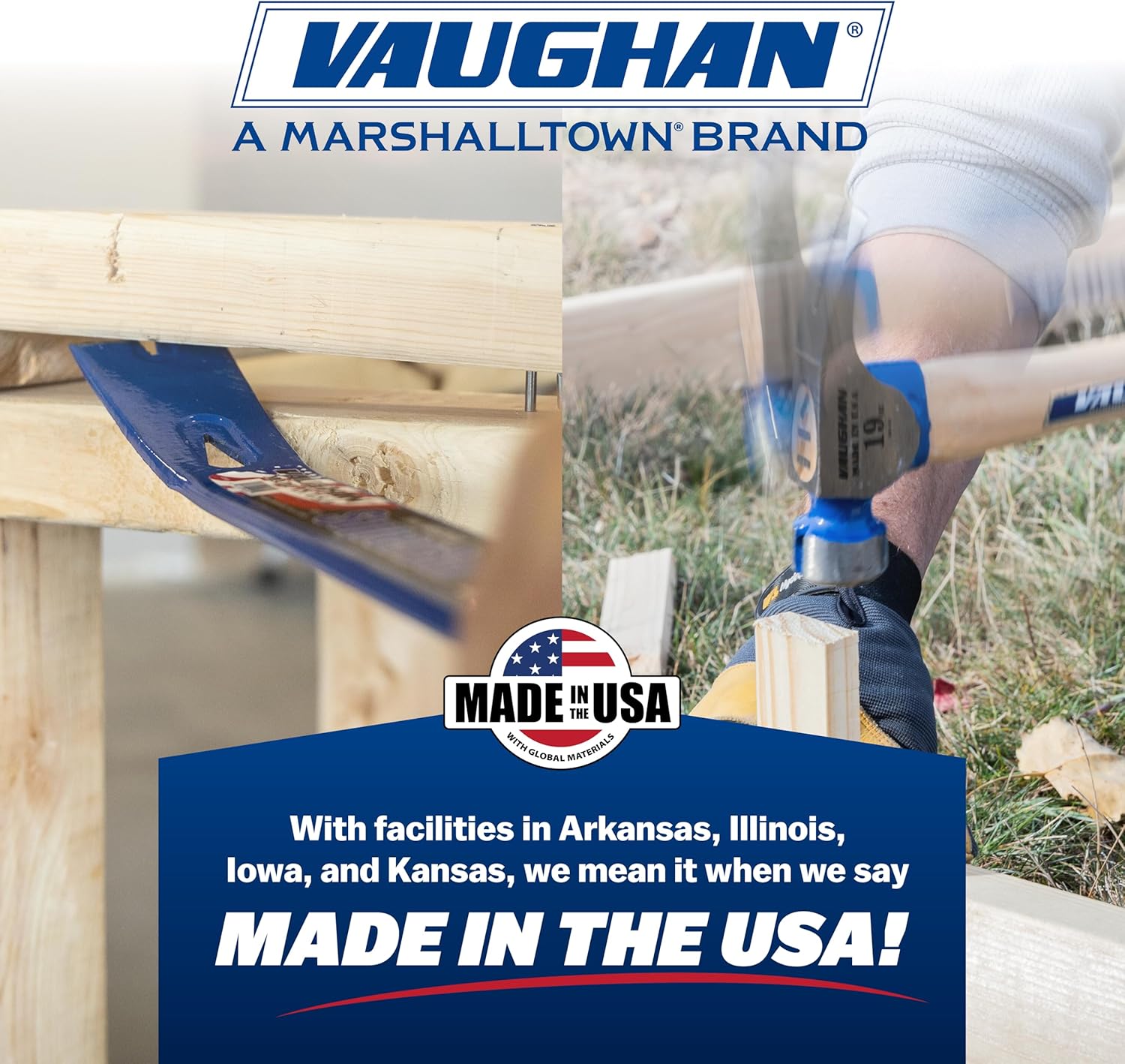 Vaughan Commercial Ball Pein Hammer, Hickory Handle, 32 oz, 15.75 in