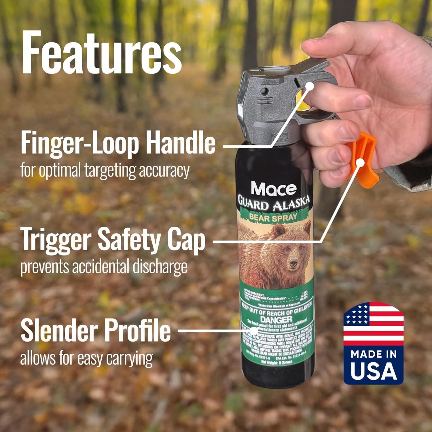 Mace Brand Guard Alaska Bear Deterrent Self Defense Spray, 9.17 oz, 20 Feet Range, Max Strength 20% OC Wildlife Safe Formula