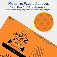 Avery Printable Rectangle Labels, Sure Feed Technology, 3" x 6", Bright Orange Labels, Print-to-The-Edge, Laser/Inkjet Printable, 30 Total, Great for Shipping and Product Merchandising 30 labels
