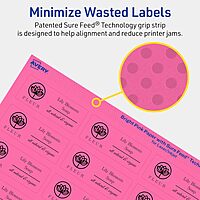 Avery Printable Rectangle Labels, Sure Feed Technology, 1" x 2-1/2", Bright Pink, Laser/Inkjet Printable