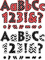 Barker Creek Letter Pop-Out Set of 2, 4" Dots & 4" Black Chevron & Dots, Mixed-Design, 255 Upper and Lowercase Letters, Numbers, Punctuation Marks in Each of 2 Designs, 510 Characters Total (4301)