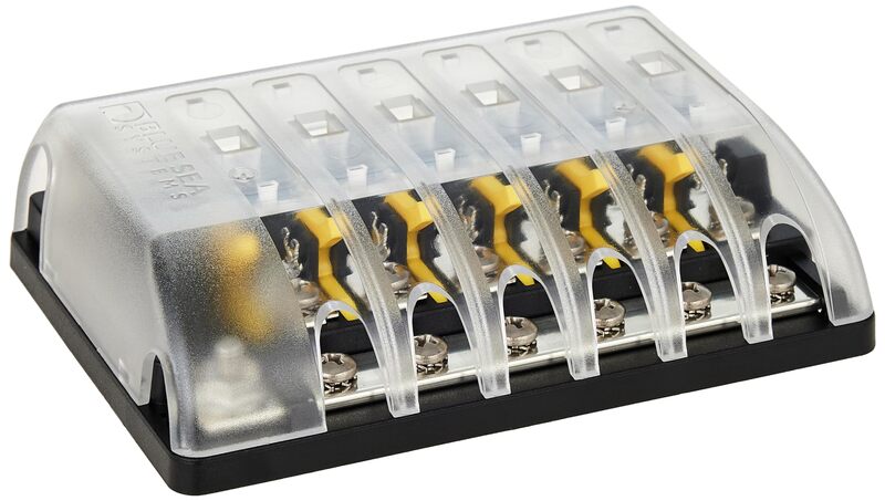 Blue Sea Systems 5015 Fuse Block AGC 6-CIR W/Ground , 3.5'' x 5.0''