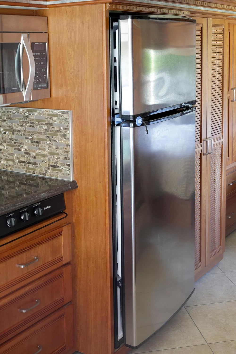 Camco 44105 RV Adjustable Fridge Door Block, Blue