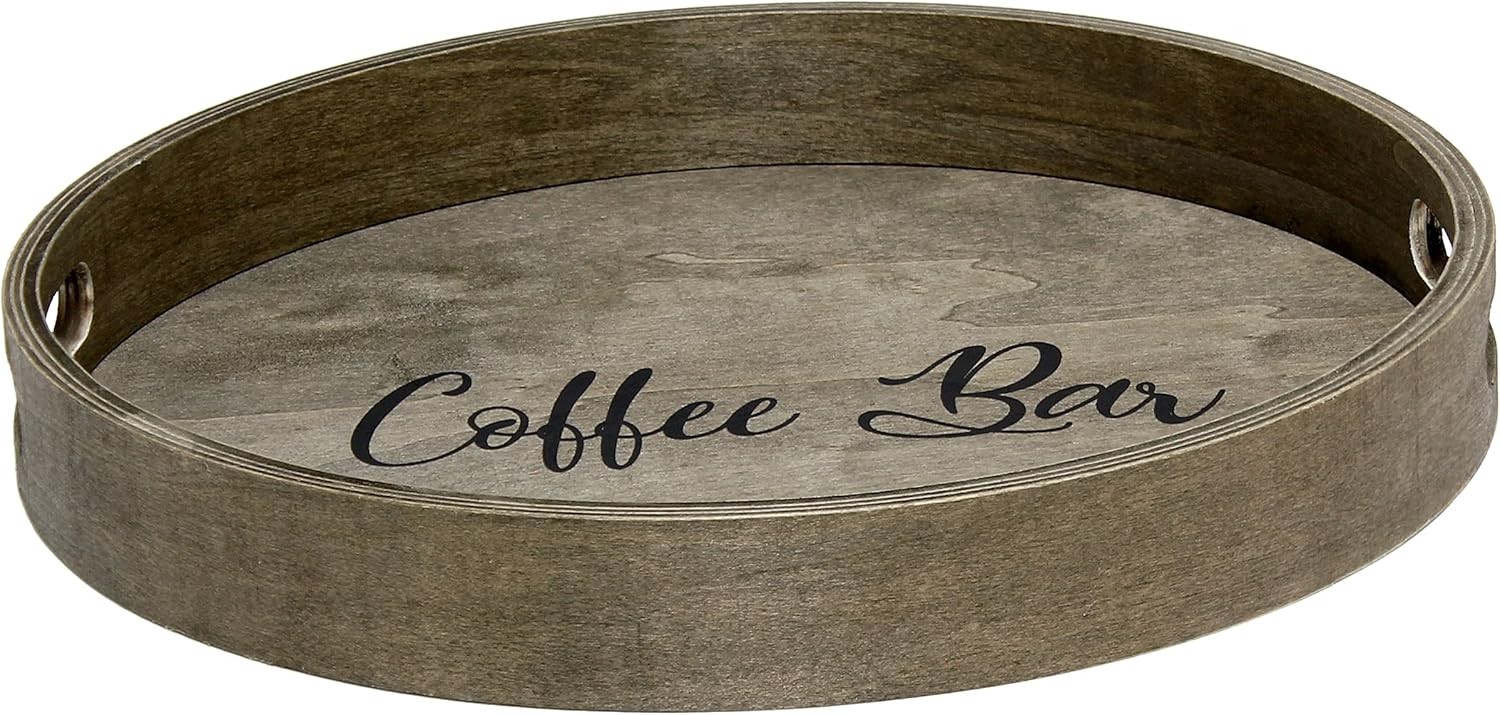 Elegant Designs Decorative Wood Serving Tray w/Handles