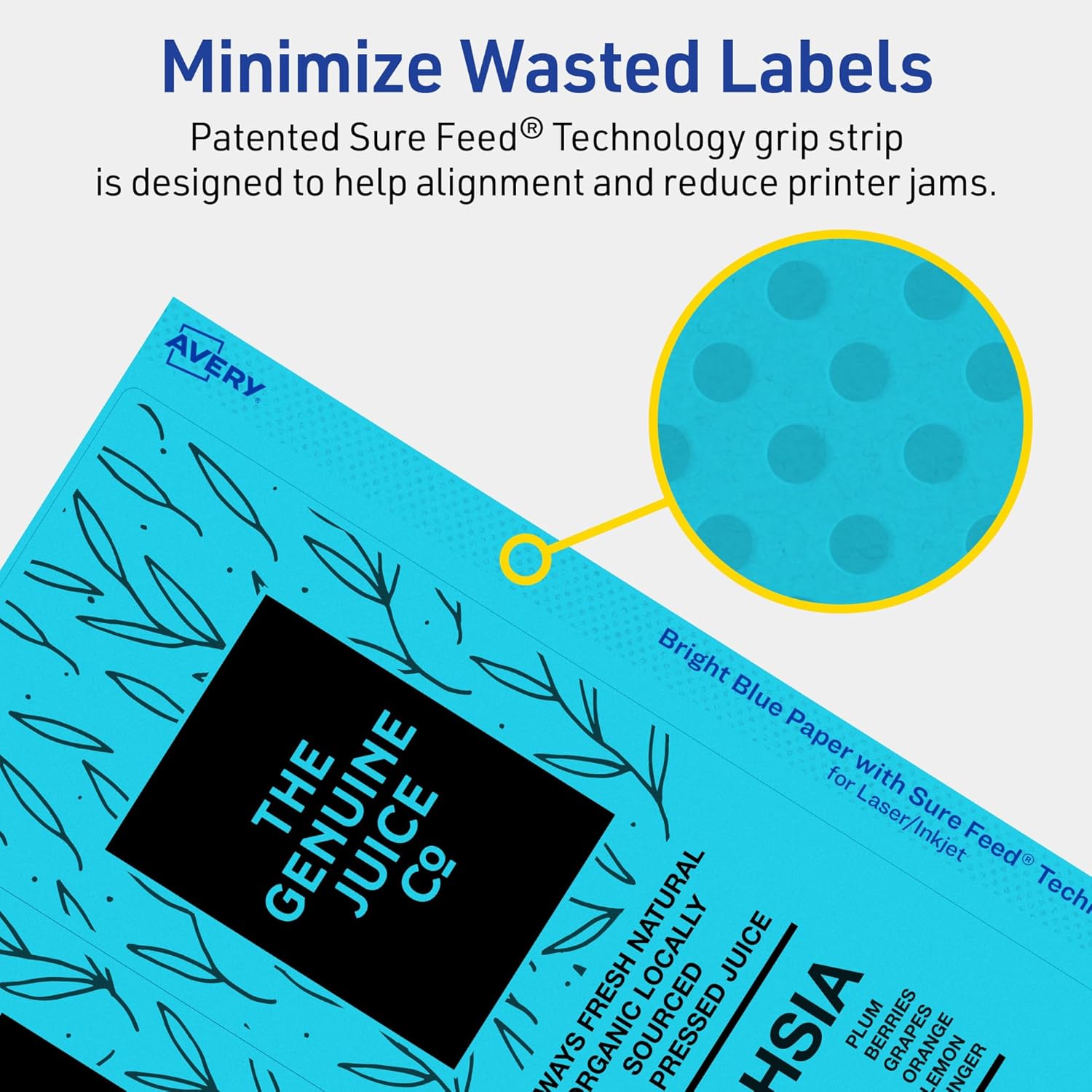 Avery Printable Rectangle Labels, Sure Feed Technology, 3-1/4" x 8-3/8", Bright Blue Labels, Laser/Inkjet Printable