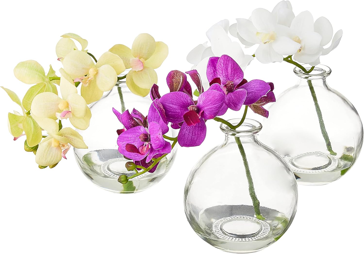 Nearly Natural 4208-S3 9" Phalaenopsis Orchid Artificial Arrangement in Vase (Set of 3), Multi/Color