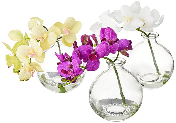 Nearly Natural 4208-S3 9" Phalaenopsis Orchid Artificial Arrangement in Vase (Set of 3), Multi/Color
