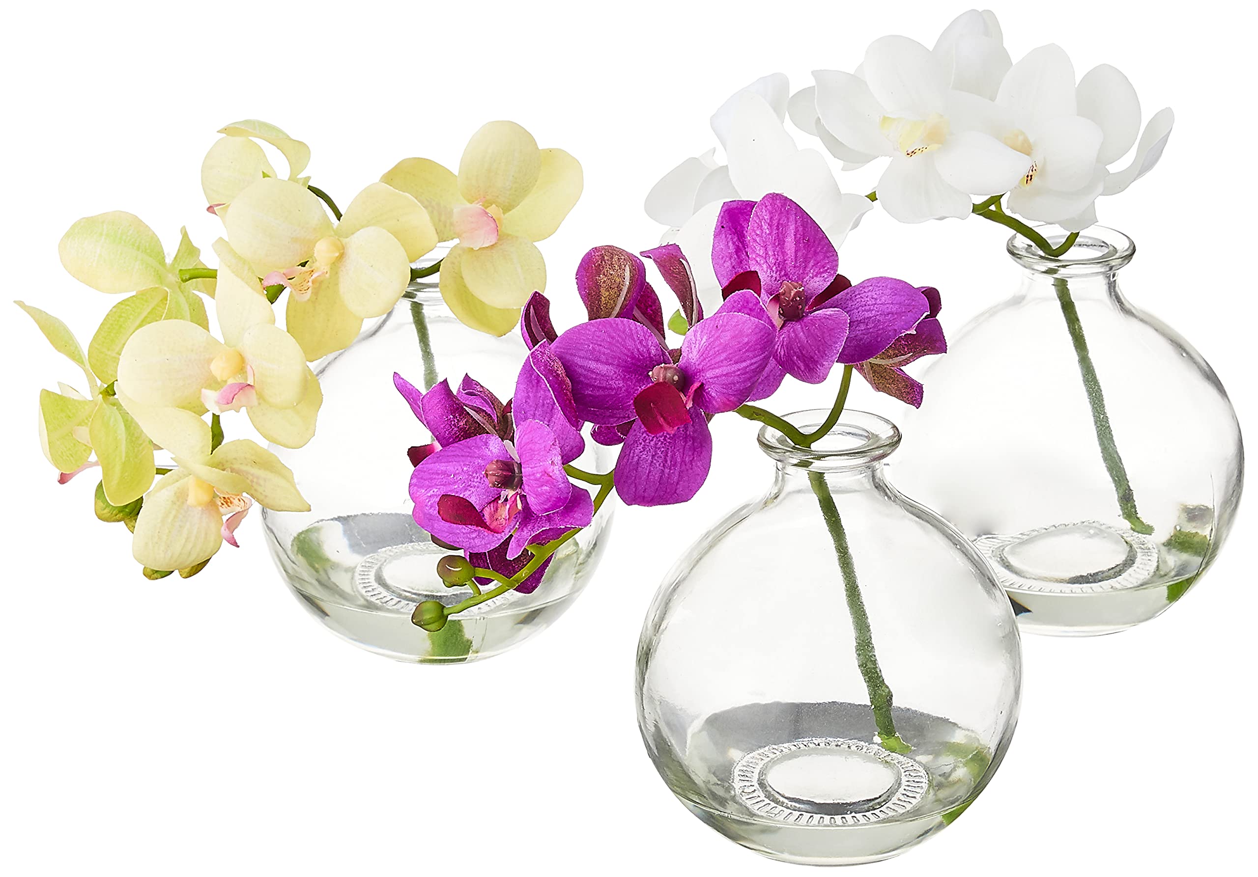 Nearly Natural 4208-S3 9" Phalaenopsis Orchid Artificial Arrangement in Vase (Set of 3), Multi/Color