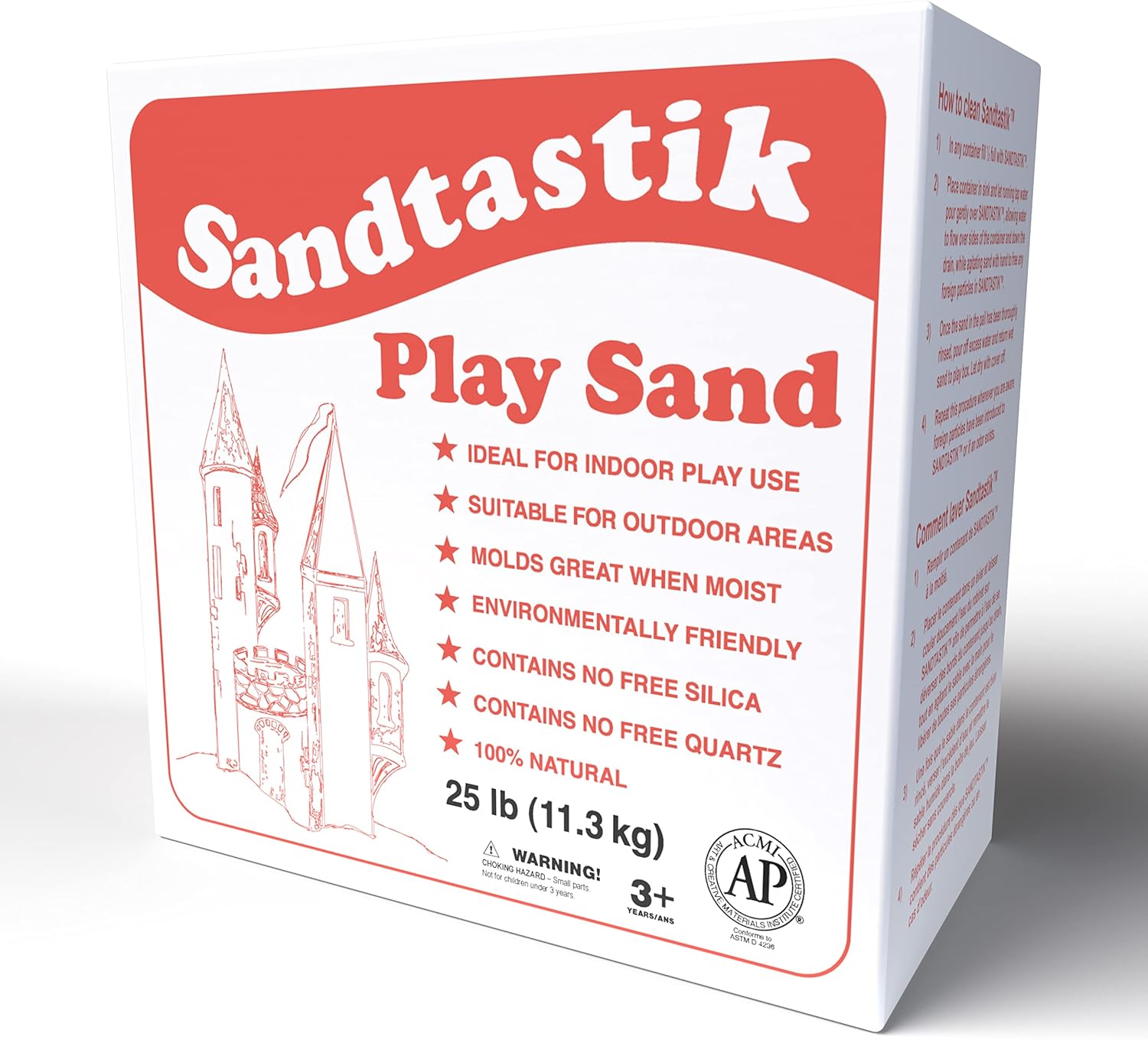 Sandtastik Sparkling White Play Sand - 50 lb (22.6 kg), Fill Sandboxes & Sensory Tables, Non-Toxic, Scoop