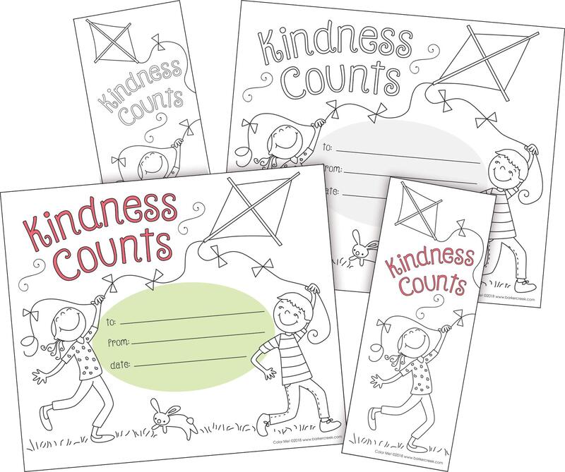 BARKER CREEK Recognition Awards and Bookmarks, Color Me Kindness Counts, 30 Double-Sided Awards and 30 Double-Sided Bookmarks, Awards are 6-3/8" x 5-1/2", Bookmarks are 2-1/8" x 5-1/2" (432)
