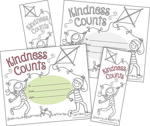 BARKER CREEK Recognition Awards and Bookmarks, Color Me Kindness Counts, 30 Double-Sided Awards and 30 Double-Sided Bookmarks, Awards are 6-3/8" x 5-1/2", Bookmarks are 2-1/8" x 5-1/2" (432)