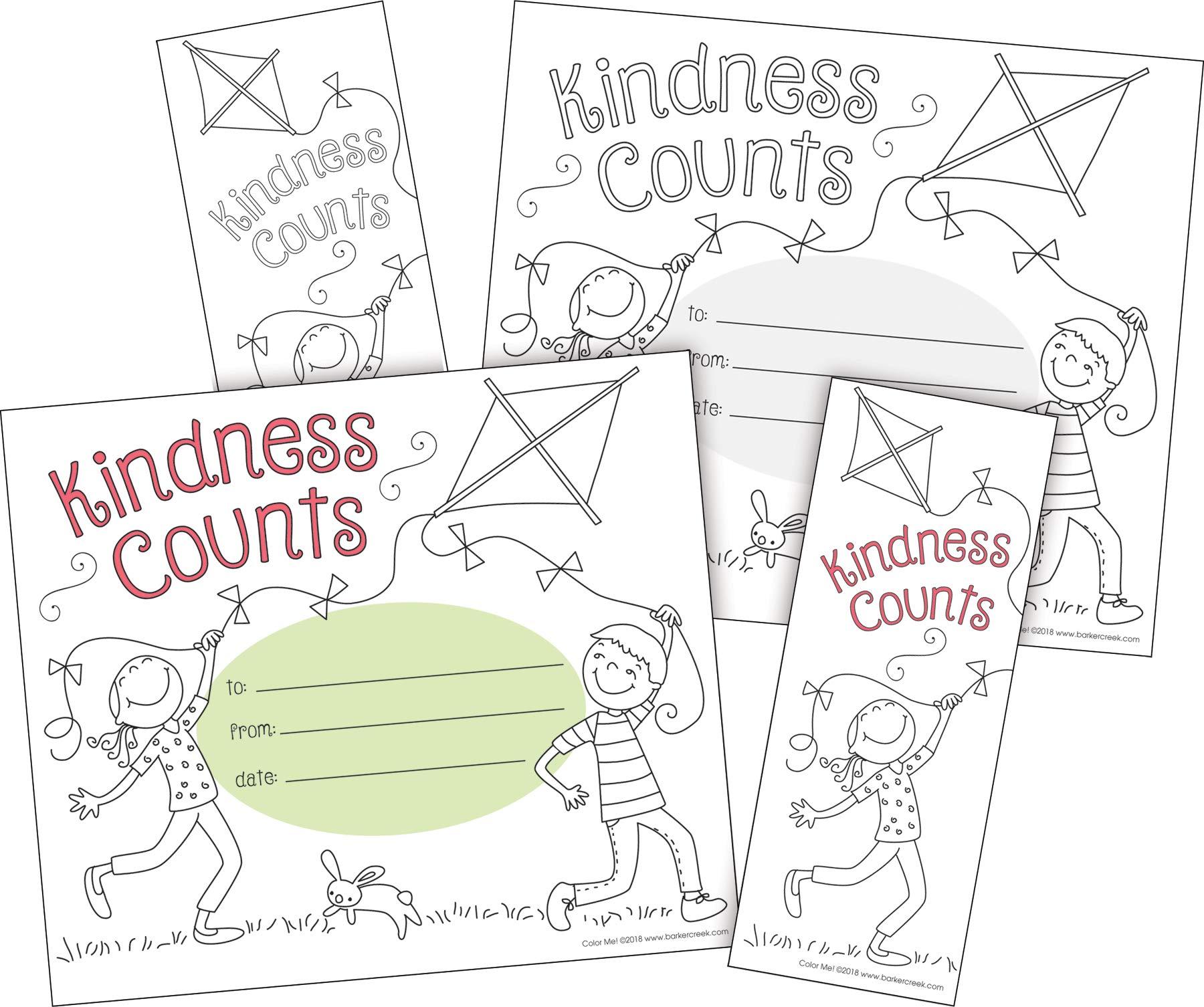 BARKER CREEK Recognition Awards and Bookmarks, Color Me Kindness Counts
