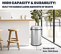 Alpine 17-Gallon Stainless Steel Swing Top Trash Can – Commercial Grade Round Garbage Bin with Odor Control Lid, Brushed Finish, Large Capacity for Home, Office & High-Traffic Areas