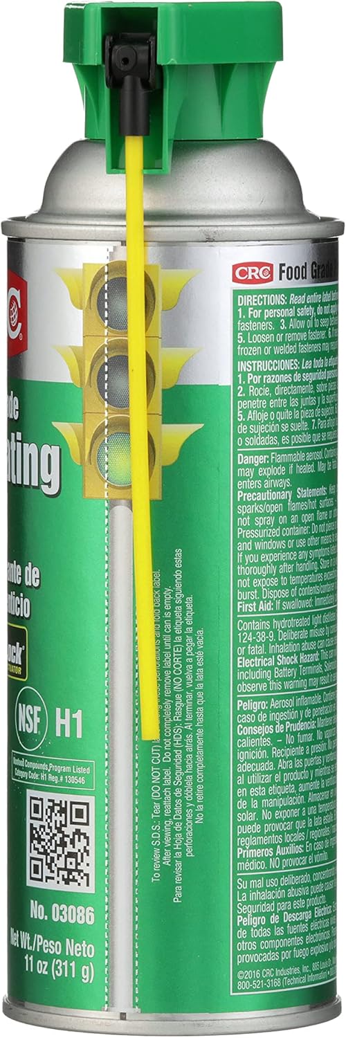 CRC Food Grade Penetrating Oil 03086 – 11 Wt. Oz., General Purpose Lubricant for Food Processing Equipment 1 Pack 11 Oz