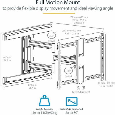 StarTech.com TV Wall Mount - Universal VESA Mounts