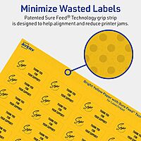 AVERY Bright Yellow Printable Rectangle Labels, Sure Feed Technology, 2/3" x 1-3/4"