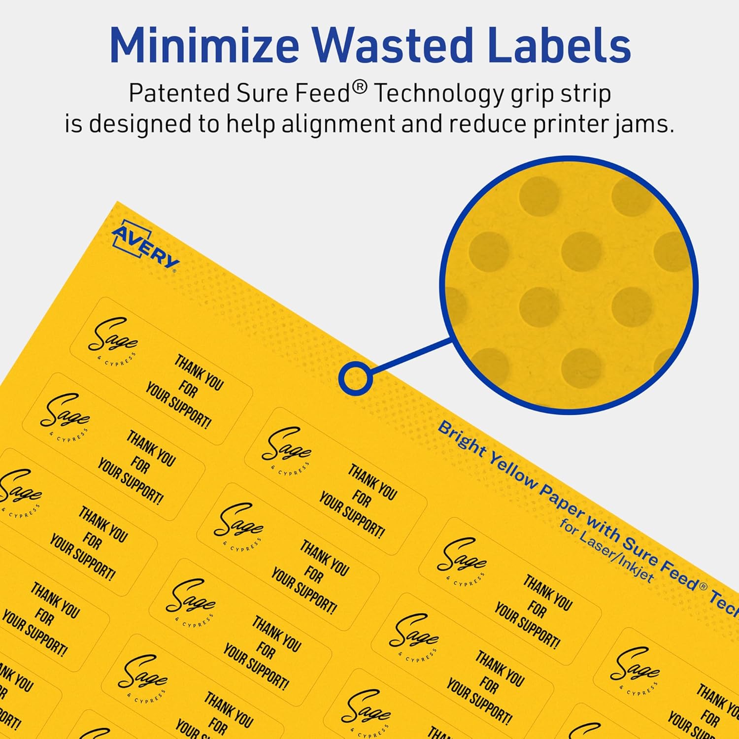 AVERY Bright Yellow Printable Rectangle Labels, Sure Feed Technology, 2/3" x 1-3/4"