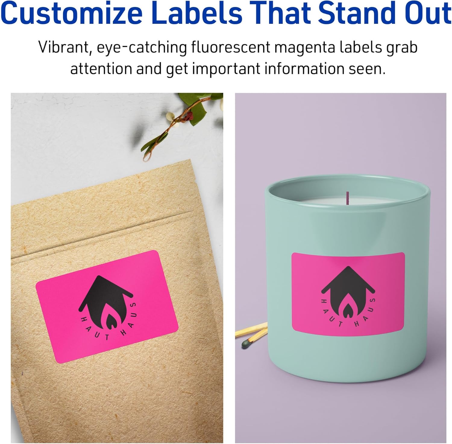 Avery Printable Rectangle Labels, Sure Feed Technology, 1-1/2" x 3-3/4", Neon Magenta Labels, Print-to-The-Edge