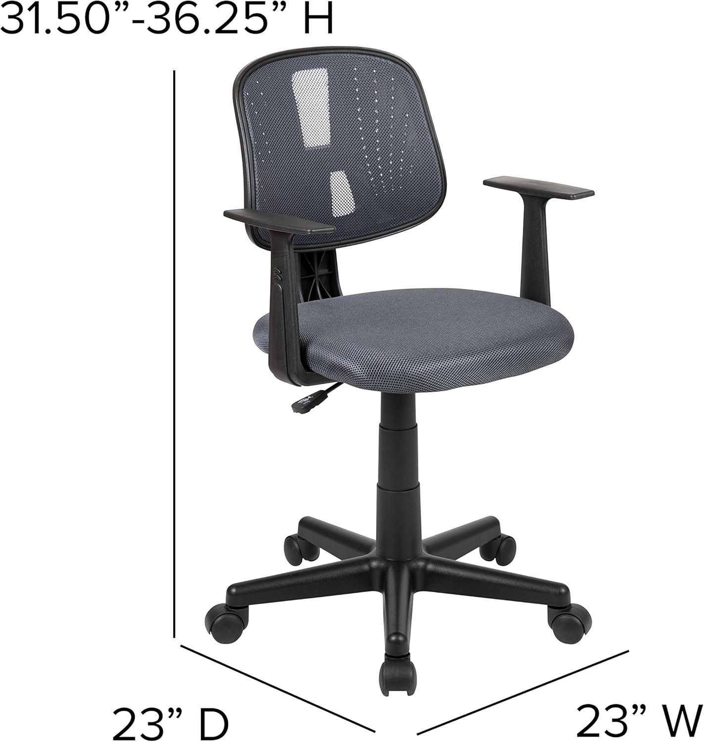 Flash Furniture Flash Fundamentals Mid-Back Mesh Swivel Task Office Chair with Pivot Back and Arms