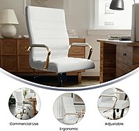 Flash Furniture Whitney Swivel LeatherSoft Desk Chair with Padded Seat and Armrests