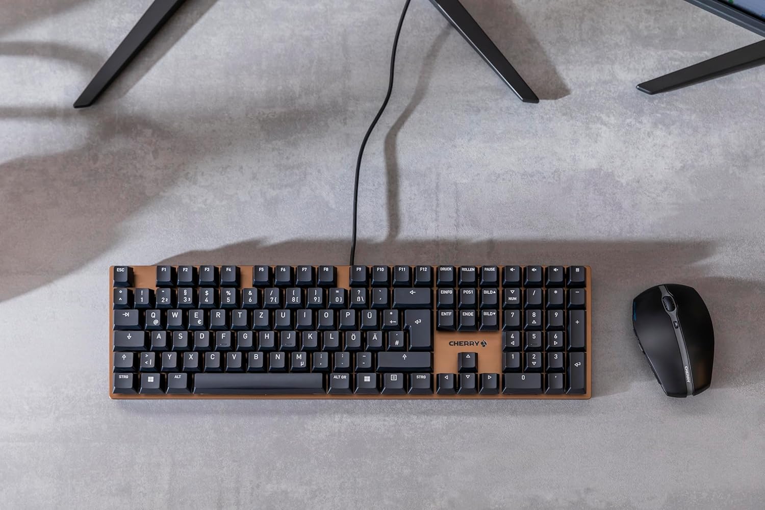 Cherry KC 200 MX Mechanical Office Keyboard with New MX2A switches. Modern Design with Metal Plate Frame. (Bronze withMX2A