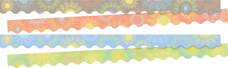 Barker Creek Double-Sided Scalloped Border Set of 2, Celebrate Mindfulness, Mixed-Design, 39' Each of 2 Designs, Mindfulness Sunrise and Sunset, 78 feet of Border Total (3868)