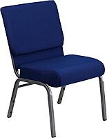 Flash Furniture HERCULES Series 21inW Stackable Church Chair, Navy Blue/Silvervein