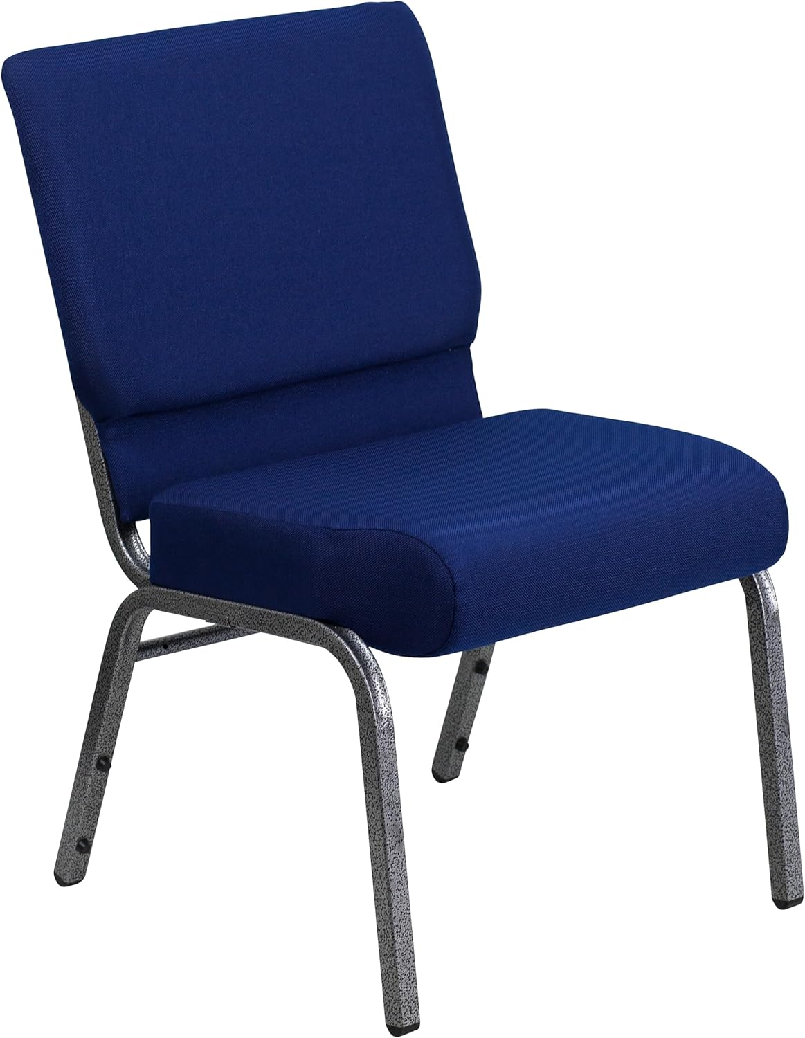 Flash Furniture HERCULES Series 21inW Stackable Church Chair, Navy Blue/Silvervein