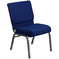 Flash Furniture HERCULES Series 21inW Stackable Church Chair, Navy Blue/Silvervein