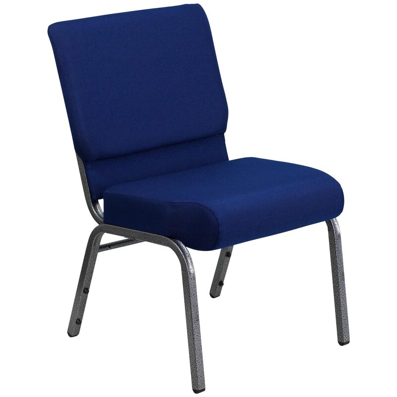 Flash Furniture HERCULES Series 21inW Stackable Church Chair, Navy Blue/Silvervein