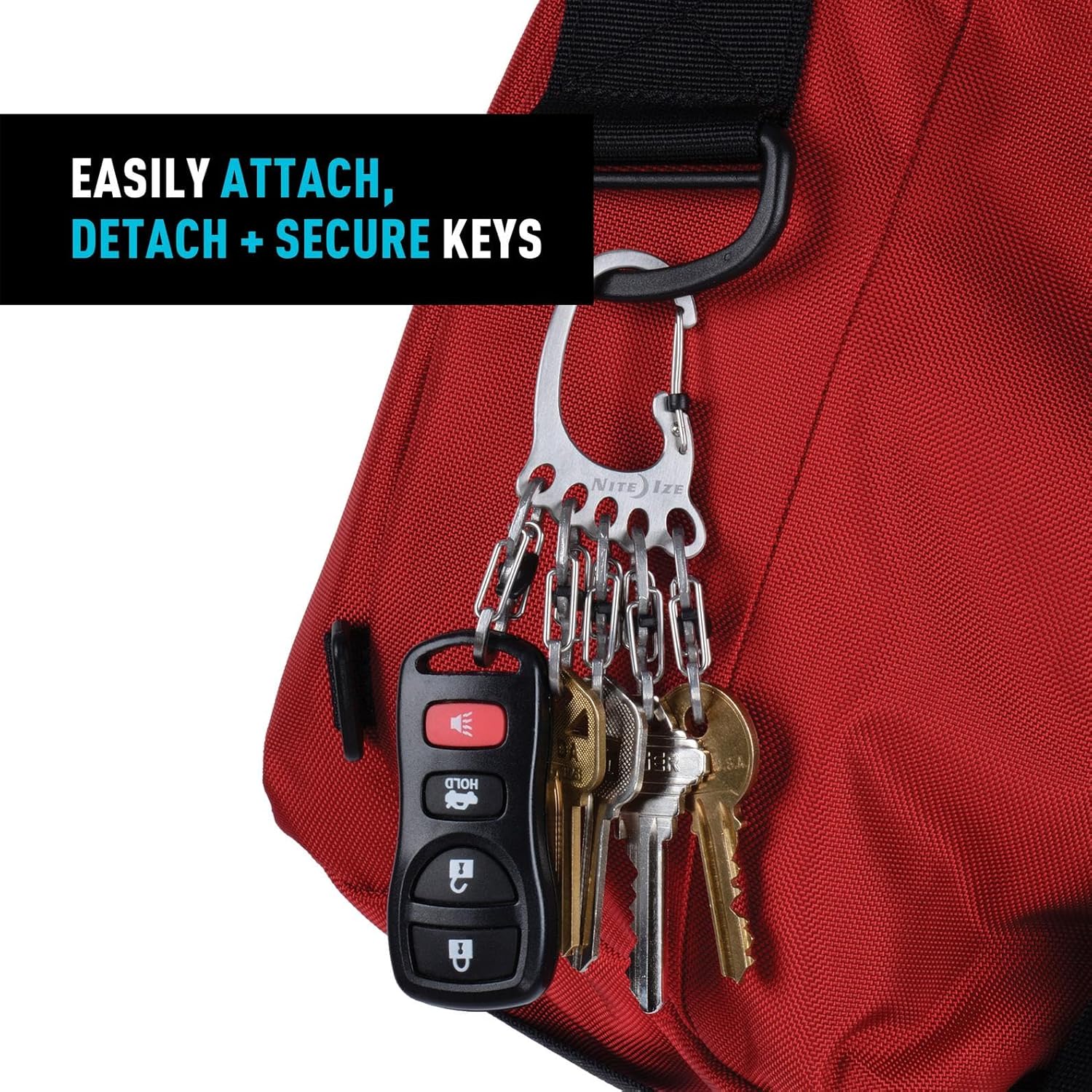 Nite Ize BigFoot Locker KeyRack Stainless Steel Key Holder with S-Biner MicroLocks