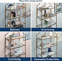 Sauder International Lux 71inH 5-Shelf Bookcase, Satin Gold