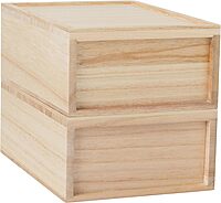 MARTHA STEWART Weston Stackable Wooden Storage Boxes with Pullout Drawers, Paulownia Wood Organizers