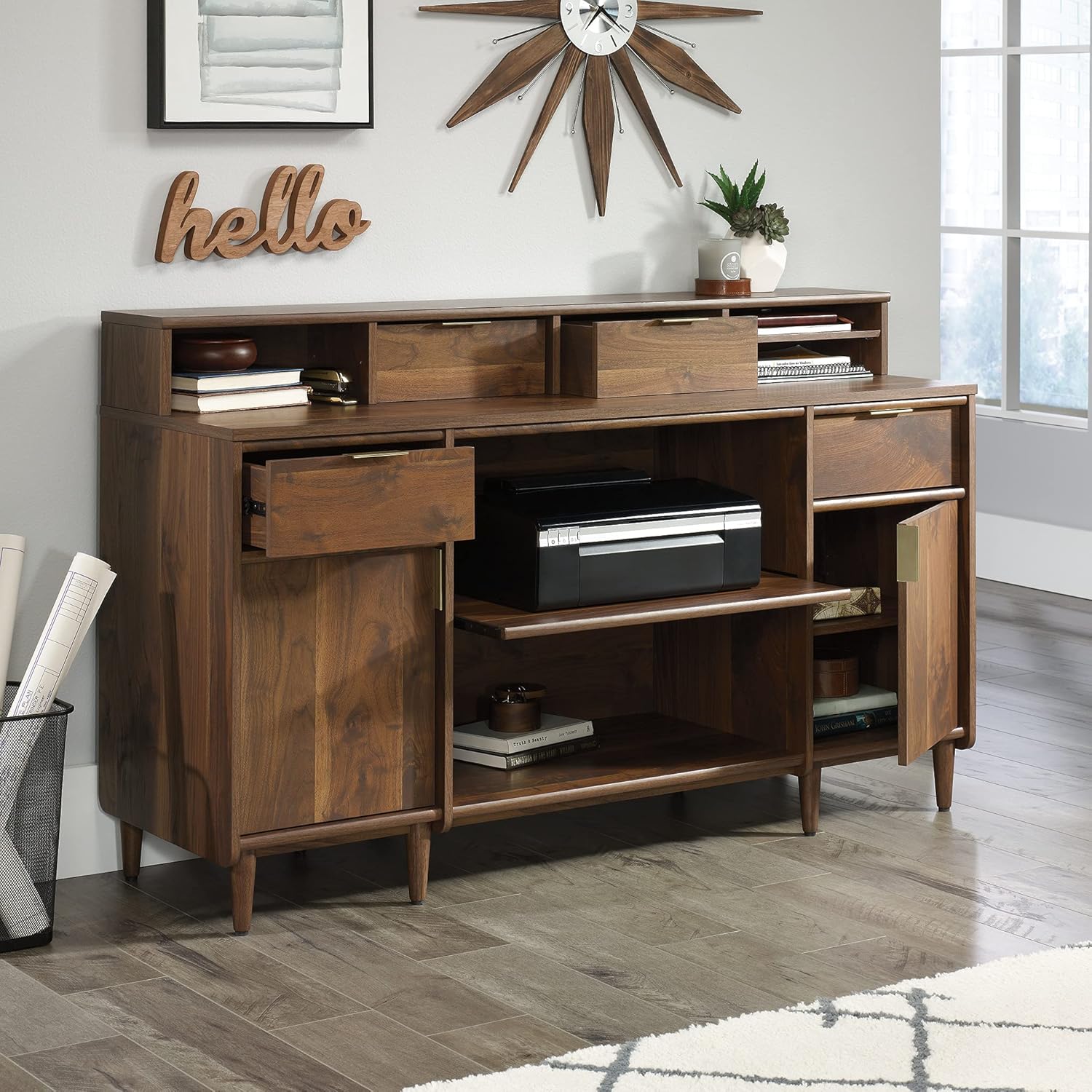 Sauder Clifford Place Organizer Hutch, Grand Walnut finish