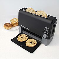 West Bend QuikServe Toaster, 2-Slice Wide-Slot Slide-Through Bread Toaster with Bagel and Gluten-Free Settings